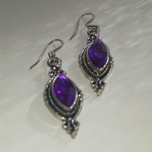 Elegant Silver and Purple Earrings